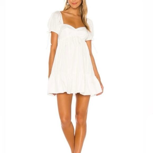 Amanda Uprichard Sicily Ruched Smocked Fit and Flare Mini Dress White Size M - Picture 15 of 16